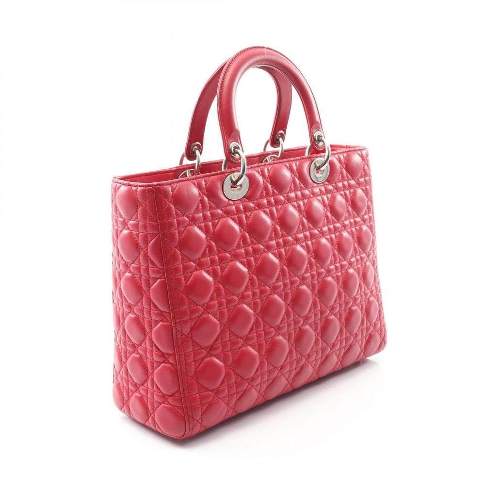 Dior Leather Red Handbag Lady Cannage
